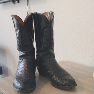 Lucchese Black Alligator Cowboy Western boots